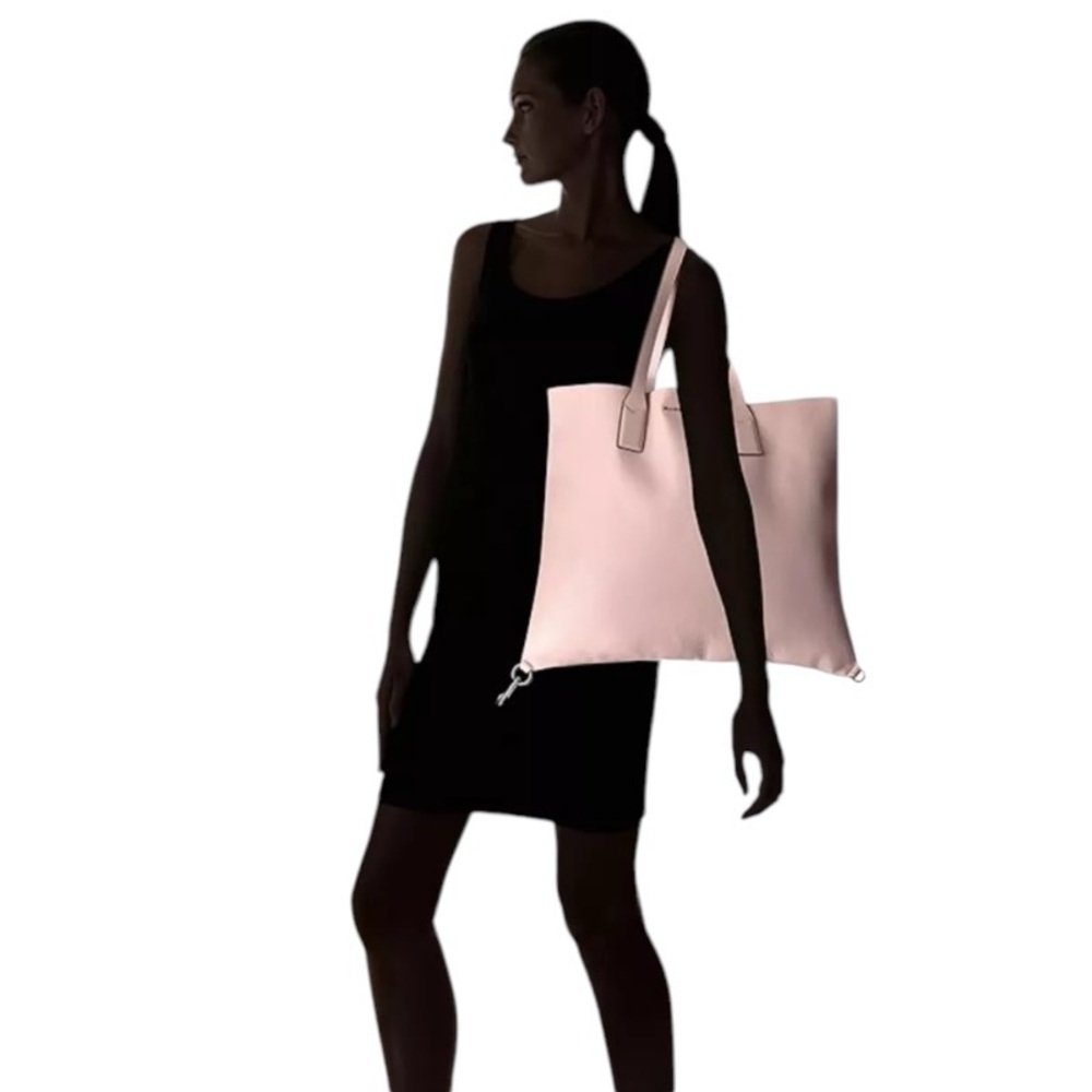 NWT Marc Jacobs Wingman Reversible Leather Tote X Large + Pouch Pink Adjustable